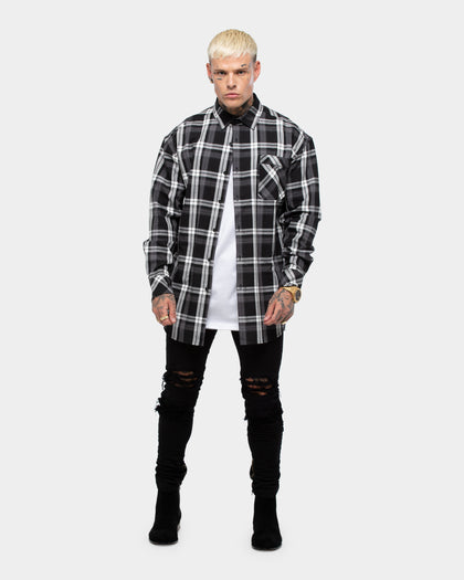 SAINT MORTA PRIMA LS FLANNEL SHIRT GREY/BLACK/WHITE