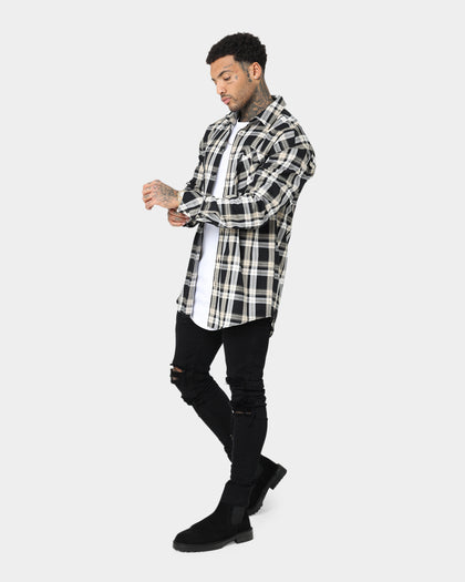 Saint Morta Prima Long Sleeve Flannel Shirt Stone/Black