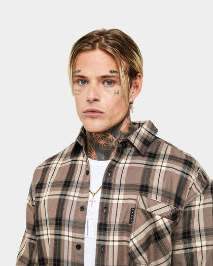 Saint Morta Prima Long Sleeve Flannel Shirt Brown