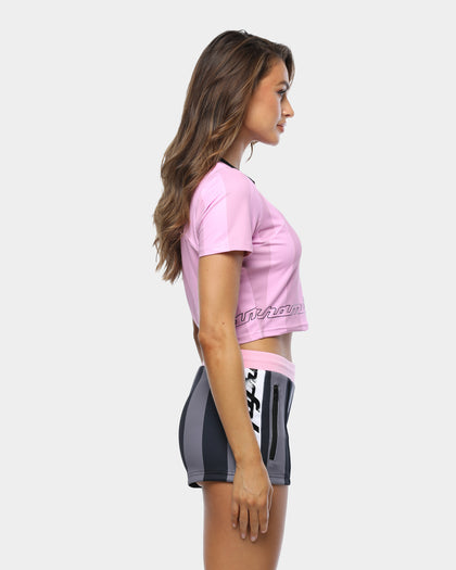 Black Pyramid Women's Vert Stripe Glossy Crop Pink