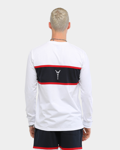 Carré Men's Scripted Classique Long Sleeve T-Shirt White/Navy/Red