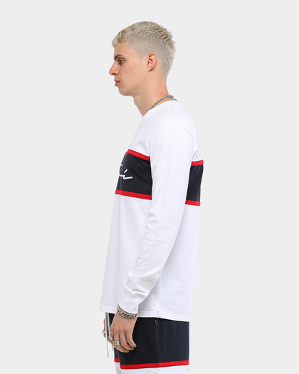 Carré Men's Scripted Classique Long Sleeve T-Shirt White/Navy/Red