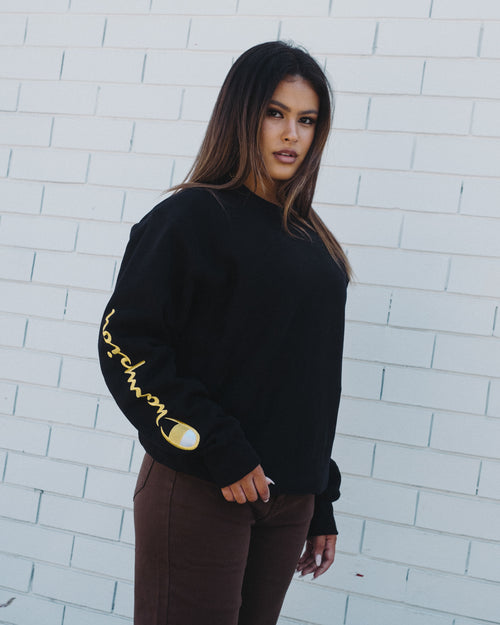 Champion Rev Weave Script Crew Black/Gold