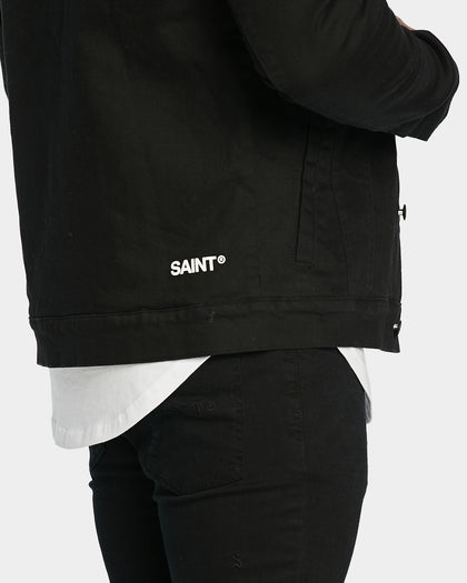 Saint Morta Tartan Sherpa Denim Jacket Black/Tan