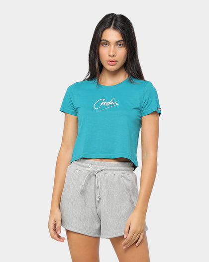 Crooks & Castles Women's Rough Script SS Tee Dark Teal