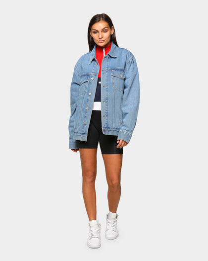 Tommy Jeans Men's Tommy Flag Oversize Trucker Jacket Light Blue