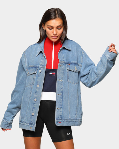 Tommy Jeans Men's Tommy Flag Oversize Trucker Jacket Light Blue