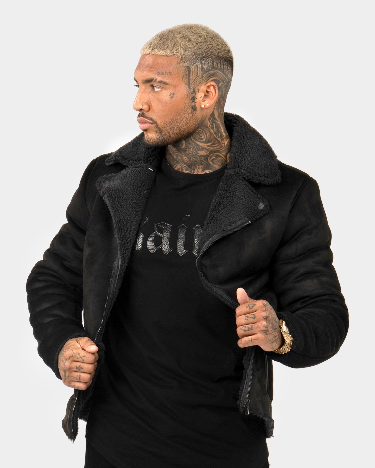 Saint Morta Renegade Sherpa Biker Jacket Black/Black | Culture
