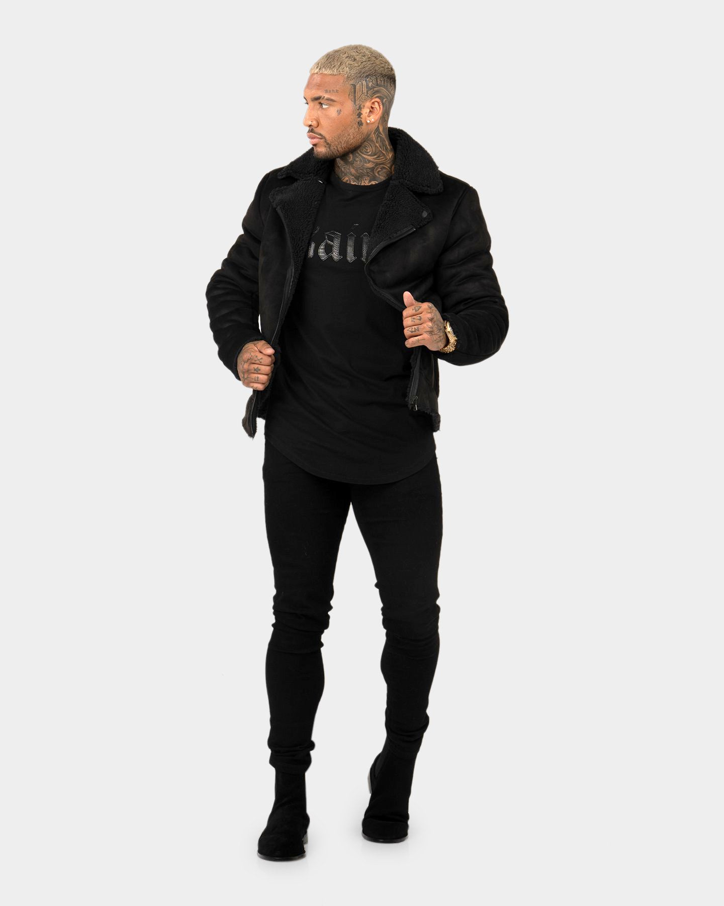 Saint Morta Renegade Sherpa Biker Jacket Black/Black | Culture