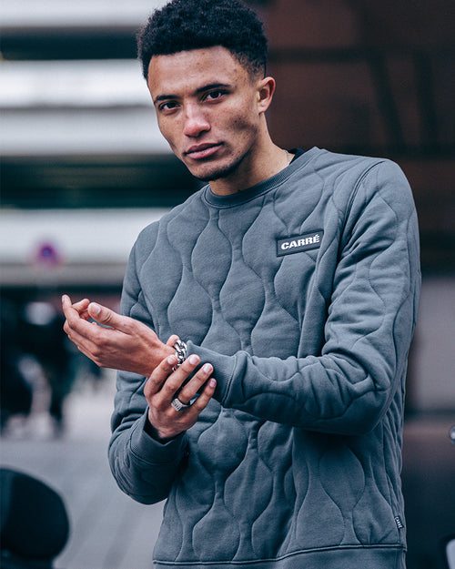 Carré Roadman Quilted Sweater Charcoal