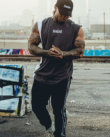Saint Morta Era Sport Muscle T-Shirt Dark Grey/White