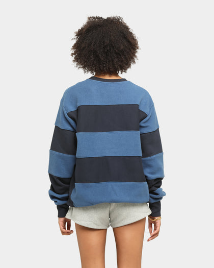 Champion Rev Weave Panel Stripe Crew Navy