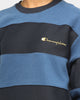 Champion Rev Weave Panel Stripe Crew Navy