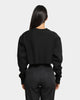 Champion Women's React Rev Weave Script Crop Crew Black