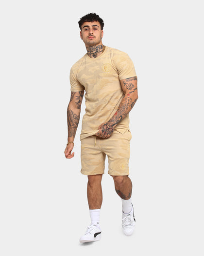 Last Kings Camo De Luxe V2 Short Sleeve T-Shirt Tan