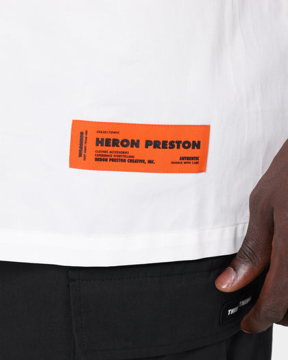 Heron Preston Boxy Fit Short Sleeve Button Up Shirt White