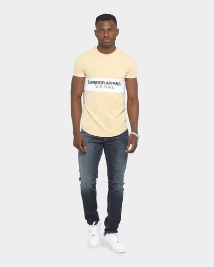 Emperor Apparel Bari After Dark Short Sleeve T-Shirt Sand/White