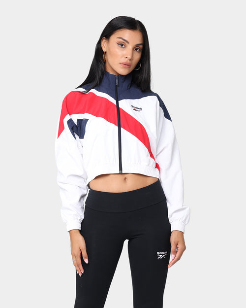 Reebok Women's Classic Vector Cropped Track Jacket White Navy/Red