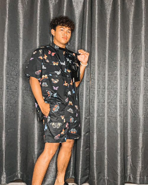 Goat Crew Butterfly Button Up Shirt Black