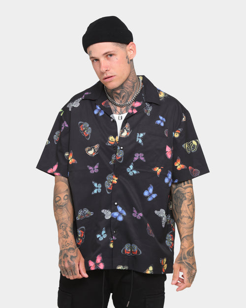 Goat Crew Butterfly Button Up Shirt Black