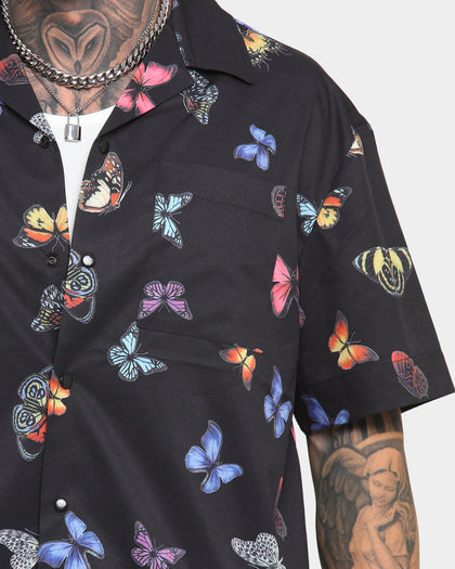 Goat Crew Butterfly Button Up Shirt Black