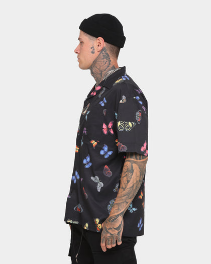 Goat Crew Butterfly Button Up Shirt Black