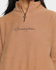 Champion Women's Rev Weave Garment Dye Quarter Zip Pullover Burnt Caramel