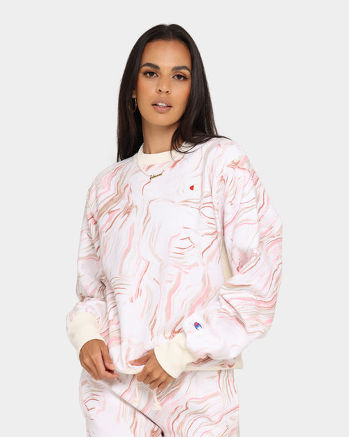 Champion Women's Rev Weave Marble BF Crew Pebblestone