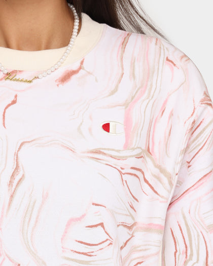 Champion Women's Rev Weave Marble BF Crew Pebblestone