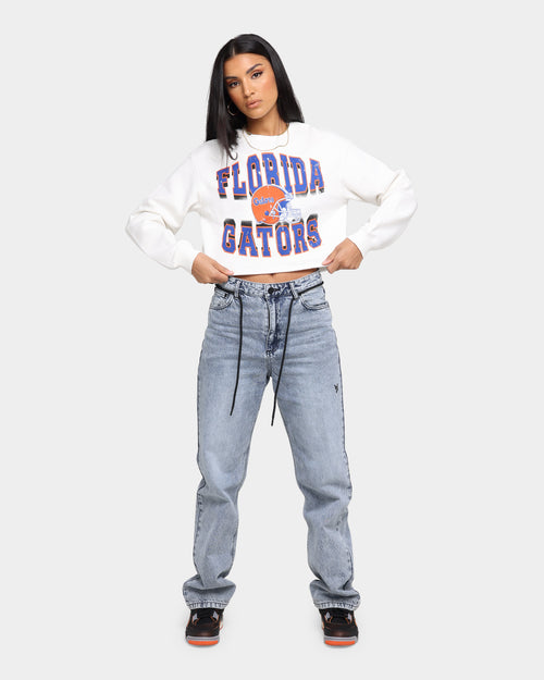 NATIONAL COLLEGIATE ATHLETIC ASSC Women's Florida Gators 90's Vintage Crop Crew Vintage White