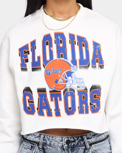 NATIONAL COLLEGIATE ATHLETIC ASSC Women's Florida Gators 90's Vintage Crop Crew Vintage White