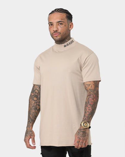 Saint Morta Old English Mock Neck T-Shirt Stone/Black