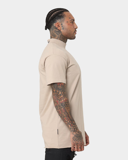 Saint Morta Old English Mock Neck T-Shirt Stone/Black