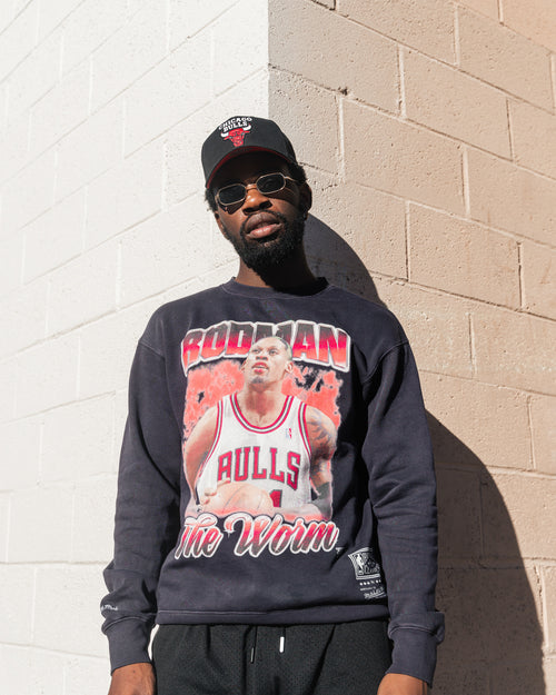 Mitchell & Ness Dennis Rodman Hall Of Fame Vintage Crew Faded Black