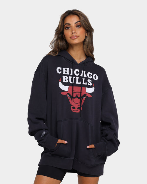 Mitchell & Ness Chicago Bulls Logo Vintage Hoodie Faded Black