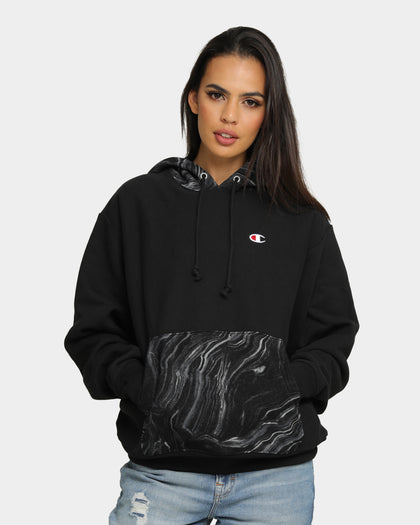 Champion Rev Weave Marble Hoodie Black