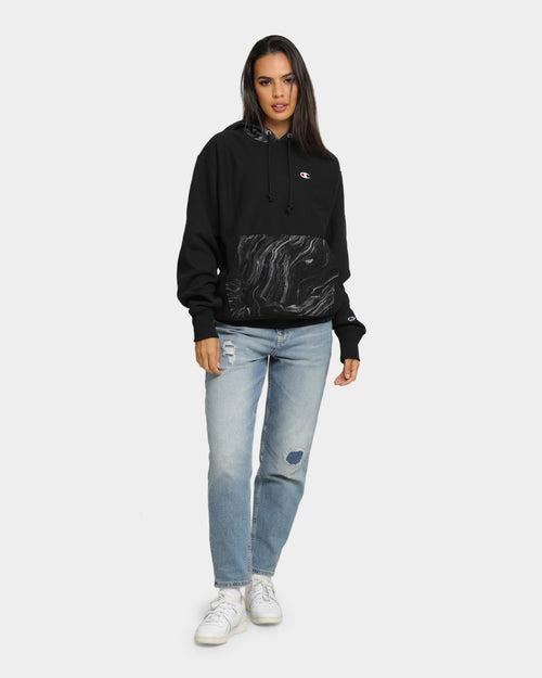 Champion Rev Weave Marble Hoodie Black