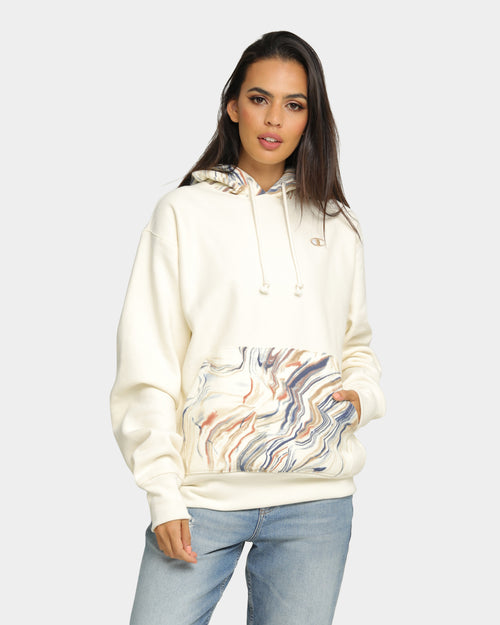 Champion Rev Weave Marble Hoodie Chalk White