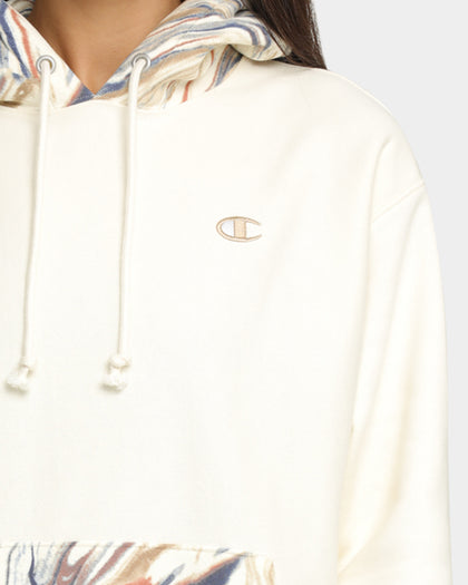 Champion Rev Weave Marble Hoodie Chalk White
