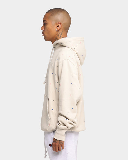 Champion Rev Weave Paint Splatter Hoodie Pebblestone