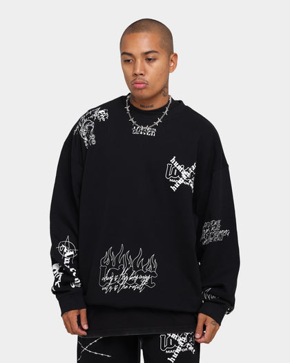Loiter Chaos Multi Logo Crewneck Black