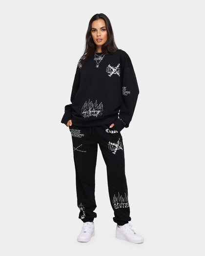 Loiter Chaos Multi Logo Crewneck Black