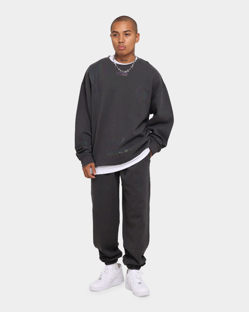 Loiter Reflective Chaos Multi Logo Crewneck Charcoal