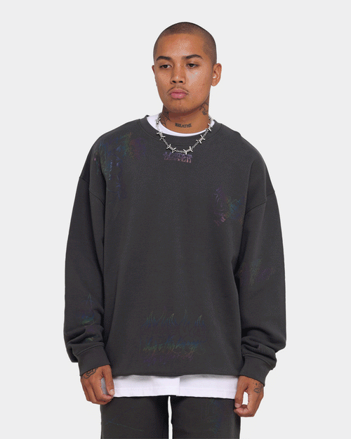 Loiter Reflective Chaos Multi Logo Crewneck Charcoal