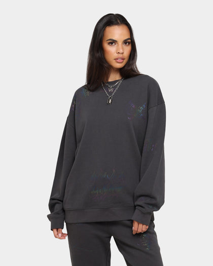Loiter Reflective Chaos Multi Logo Crewneck Charcoal