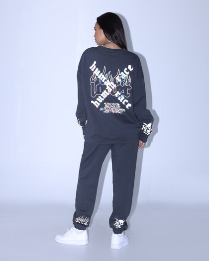 Loiter Reflective Chaos Multi Logo Crewneck Charcoal