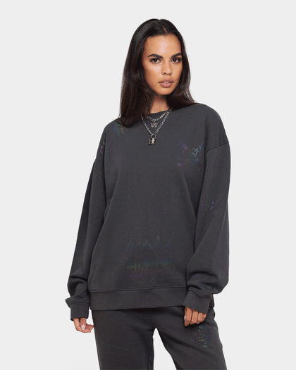 Loiter Reflective Chaos Multi Logo Crewneck Charcoal