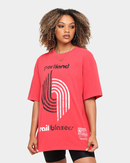 Mitchell & Ness Portland Trail Blazers Oversized TM CLR Logo T-shirt Faded Red