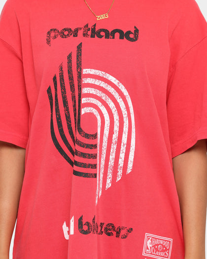 Mitchell & Ness Portland Trail Blazers Oversized TM CLR Logo T-shirt Faded Red