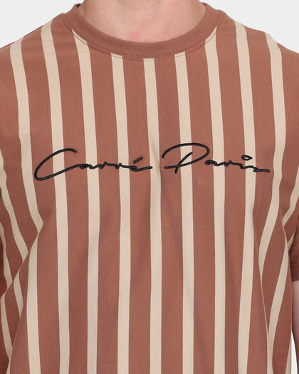 Carré Script Stripe Classique Short Sleeve T-Shirt Brown